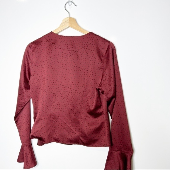 Moussy Silky Button Front Polka Dot Blouse Top - Picture 2 of 10